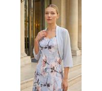 Roman Originals Chiffon Bolero Shrug Jacket for Women UK - Ladies Ruched Hem Cover Up Smart Formal Mesh Wrap Shimmer Cropped Blazer Wedding Guests Cardigan Cardi Crease Free - Grey - Size 12