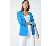 Roman Women's Ruched Sleeve Stretch Blazer in Blue | Size: 10