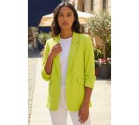 Roman Originals Ruched Sleeve Stretch Blazer for Women UK - Ladies Everyday Holiday Spring Summer Edge to Edge Opening Comfy Soft Evening Vacation Work Party - Lime - Size 20