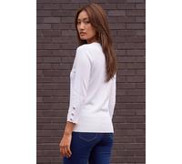 Roman Women's Scallop Neck Button Knit Jumper in Ivory | Size: 16 Roman Ivory 16