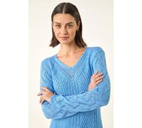 Roman Women's Scallop V-Neck Knit Jumper in Blue | Size: 14 Roman Blue 14