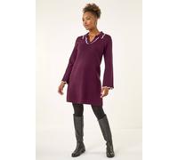 Roman Women's Scalloped Edge Knit Dress in Plum | Size: 14 Roman Plum 14