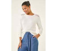 Roman Scalloped Neck Knit Jumper In Ivory Ivory