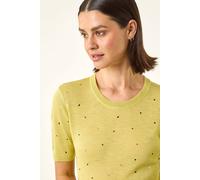 Roman Women's Scattered Hotfix Knitted Top in Lime | Size: 14 Roman Lime 14