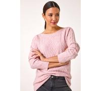 Roman Women's Sequin Cable Knit Jumper in Light Pink | Size: 10 Roman Light Pink 10