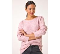 Roman Women's Sequin Cable Knit Jumper in Light Pink | Size: 10 Roman Light Pink 10