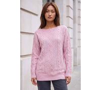 Roman Originals Sequin Cable Knit Jumper for Women UK - Ladies Everyday Autumn Winter Round Neckline Comfy Soft Evening Vacation Work Party Night Out - Light Pink - Size 12