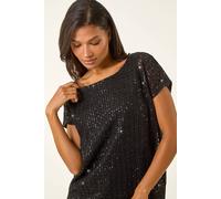 Roman Women's Sequin Cut Out Top in Black | Size: 10