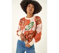 Roman Women's Sequin Floral Knit Jumper in Ivory | Size: 18 Roman Ivory 18