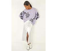 Roman Women's Sequin Floral Knit Jumper in Purple Roman Purple One Size