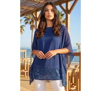 Roman Women's Sequin Hem Contrast Tunic Top in Blue | Size: 12 Roman Blue 12