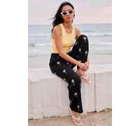 Roman Women's Sequin Palm Tree Trouser in Black | Size: 14 Roman Black 14