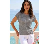 Roman Women's Sequin Stripe Knitted Top in Dark Grey | Size: 16