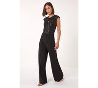 Roman Women's Sequin Twist Front Jumpsuit in Black | Size: 20 Roman Black 20
