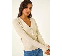 Roman Women's Sequin V-Neck Buttoned Cardigan in Cream | Size: 16 Roman Cream 16