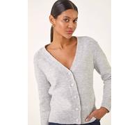 Roman Women's Sequin V-Neck Buttoned Cardigan in Grey | Size: 18 Roman Grey 18