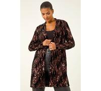 Roman Women's Sequin Velvet Longline Jacket in Chocolate | Size: 18 Roman Chocolate 18