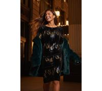 Roman Women's Sequin Velvet Shift Stretch Dress in Navy | Size: 18 Roman Navy 18