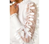 Roman Women's Sheer Feather Sleeved Jumper in Ivory | Size: 12 Roman Ivory 12