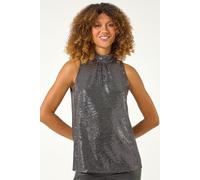 Roman Women's Shimmer Halterneck Stretch Top in Silver | Size: 18 Roman Silver 18