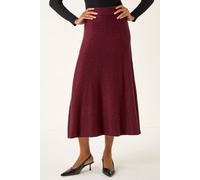 Roman Originals Knitted Skirt for Women UK Ladies Midi Maxi Full Length Winter Autumn A-Line Swing Pull On Smart Casual Work Office Elasticated Waist Flattering Knit Knitwear - Bordeaux - Size 12