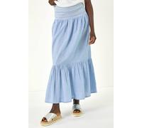 Roman Women's Shirred Tiered A-Line Skirt in Blue | Size: 12 Roman Blue 12