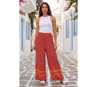 Roman Women's Shirred Waist Wide Leg Trouser in Red | Size: 18 Roman Red 18