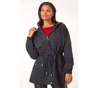 Roman Originals Shower Resistant Rain Jacket for Women UK - Ladies Everyday Autumn Winter Comfy Soft Evening Vacation Work Party Night Out - Black - Size 10