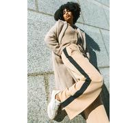 Roman Curve Side Stripe Wide Leg Trouser for Women UK - Ladies Everyday Autumn Winter Comfy Soft Evening Vacation Work Party Night Out - Tan - Size 18