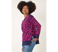 Roman Women's Slash Neck Button Detail Knit Jumper in Fuchsia | Size: 14