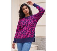 Roman Women's Slash Neck Button Detail Knit Jumper in Fuchsia | Size: 20