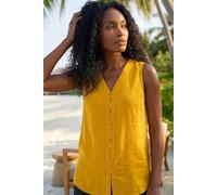 Roman Originals Stripe Print Button Detail Vest Top for Women UK - Ladies Everyday Holiday Spring Summer V-Neckline Comfy Soft Evening Vacation Work Party - Yellow - Size 18