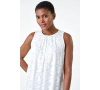 Sleeveless Textured Floral Print Top Roman Ivory 10