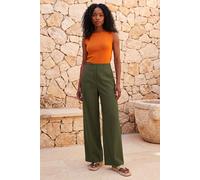 Roman Originals Smart Twill Wide Leg Pocket Trouser for Women UK - Ladies Everyday Holiday Spring Summer Comfy Soft Evening Vacation Work Party - Khaki - Size 20