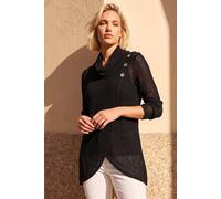 Roman Women's Snit Textured Buttoned Top in Black | Size: 18