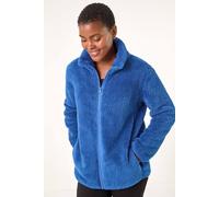 Roman Originals Soft Sherpa Fleece Jacket for Women UK - Ladies Autumn Everyday Winter Holiday Pull-On Comfy Soft Vacation Work Teddy Coat - Royal Blue - Size L