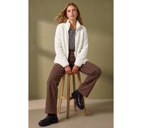 Roman Originals Soft Sherpa Fleece Jacket for Women UK - Ladies Autumn Everyday Winter Holiday Pull-On Comfy Soft Vacation Work Teddy Coat - White - Size XL