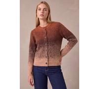 Roman Women's Space Dye Crew Cardigan Sweater in Brown | Size: 20