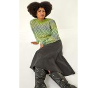 Roman Women's Space Dye Stripe Knit Jumper in Green | Size: 18 Roman Green 18