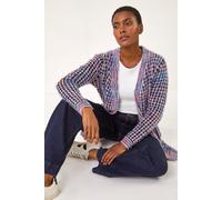 Roman Originals Women Fluffy Cardigan Ladies Winter Cardi Longline Edge to Edge Ombre Coatigan Casual Sparkly Glittery Jacket Knitwear Knitted Autumn Fleecy Cosy Soft Coats - Lavender - Size 20