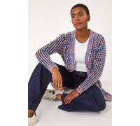 Roman Women's Spacedye Fluffy Cardigan Sweater in Lavender | Size: 14