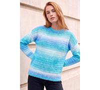 Roman Originals Spacedye Stripe Crew Neck Jumper for Women UK - Ladies Everyday Autumn Winter Round Neckline Comfy Soft Evening Vacation Work Party Night Out - Blue - Size 18