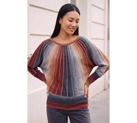 Roman Originals Women Diamante Embellished Jumper Ladies Sparkly Sequin Sweater Batwing Autumn Winter Knit Knitwear Glittery Shiny Casual Evening Going Out Party - Rust - Size L