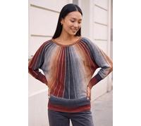 Roman Originals Women Diamante Embellished Jumper Ladies Sparkly Sequin Sweater Batwing Autumn Winter Sparkle Knit Knitwear Glittery Shiny Casual Evening Going Out Party - Rust - Size S