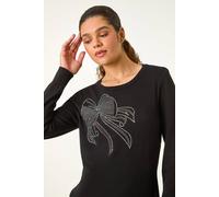 Roman Originals Women Diamante Embellished Jumper Ladies Sparkly Sequin Sweater Batwing Autumn Winter Knit Knitwear Glittery Shiny Casual Evening Going Out Party