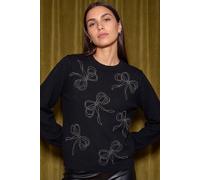 Roman Women's Sparkle Bow Jumper in Black | Size: 10