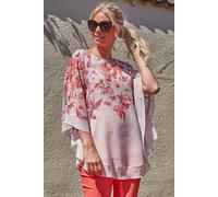 Roman Women's Sparkle Embellished Floral Chiffon Overlay Top in Light Pink | Size: 10