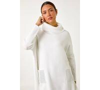 Roman Women's Sparkle Pocket Detail Poncho Jumper in Ivory | Size: Large/XL Roman Ivory L/XL