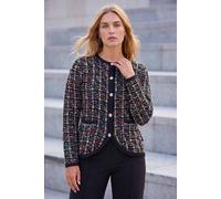 Roman Women's Sparkle Tweed Knit Cardigan Sweater in Black | Size: 20