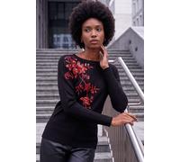 Roman Sparkly Floral Knitted Jumper In Black Black